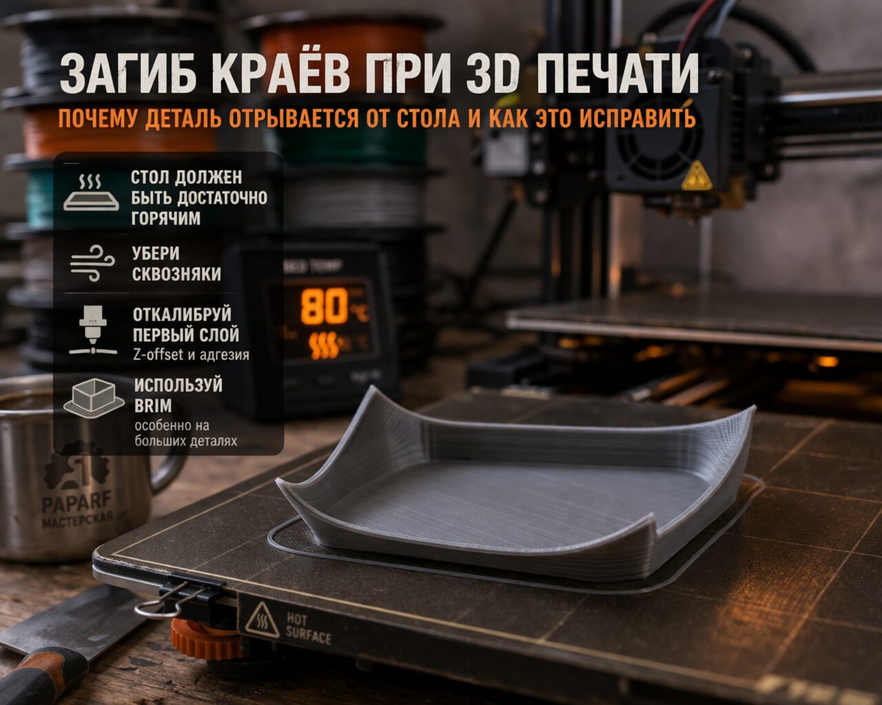 Загиб краев при 3D печати