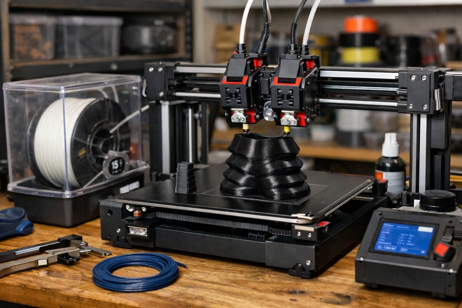 Двухсопельный 3D-принтер печатает гибкую деталь из эластичного пластика
