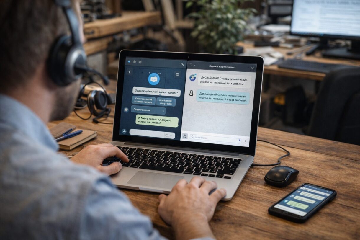 Оператор получает переписку клиента от бота в рабочем чате поддержки