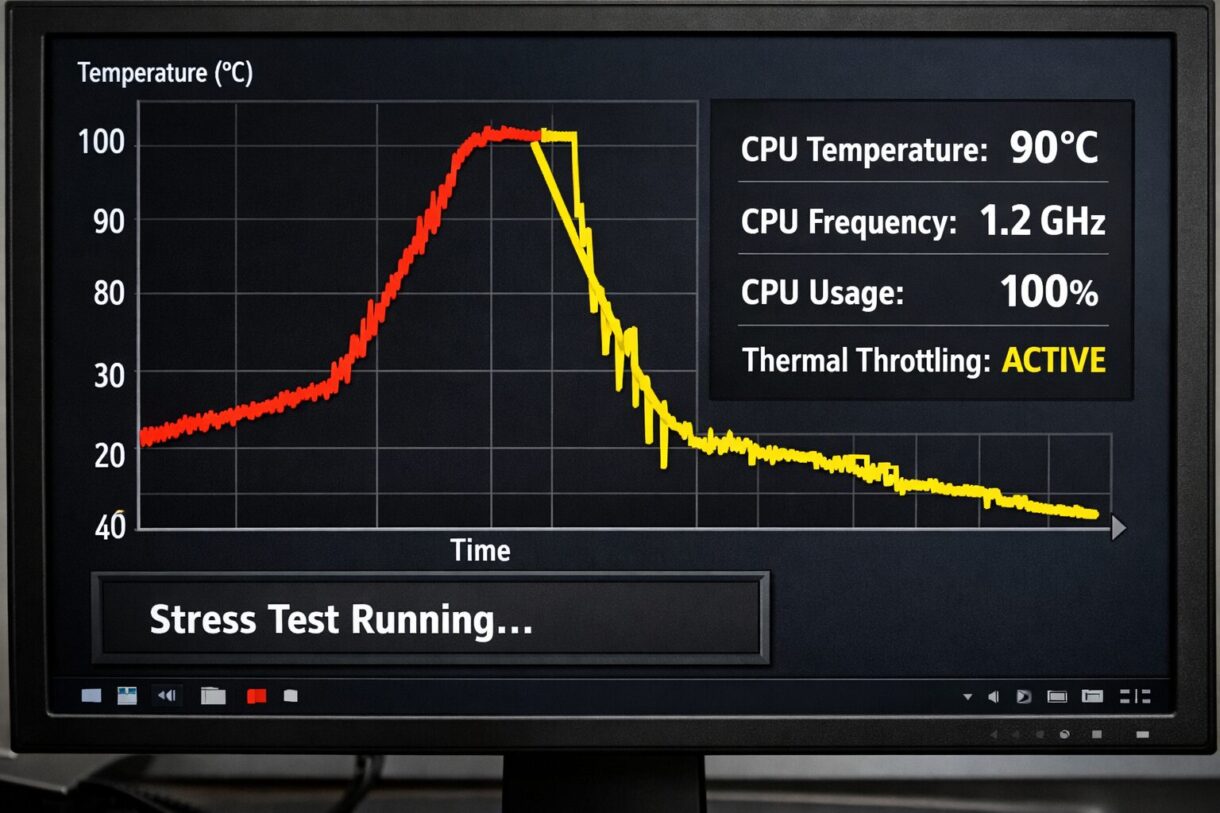 USB4-бокс с NVMe после сборки Открытый алюминиевый бокс с M.2 SSD и термопрокладкой на столе