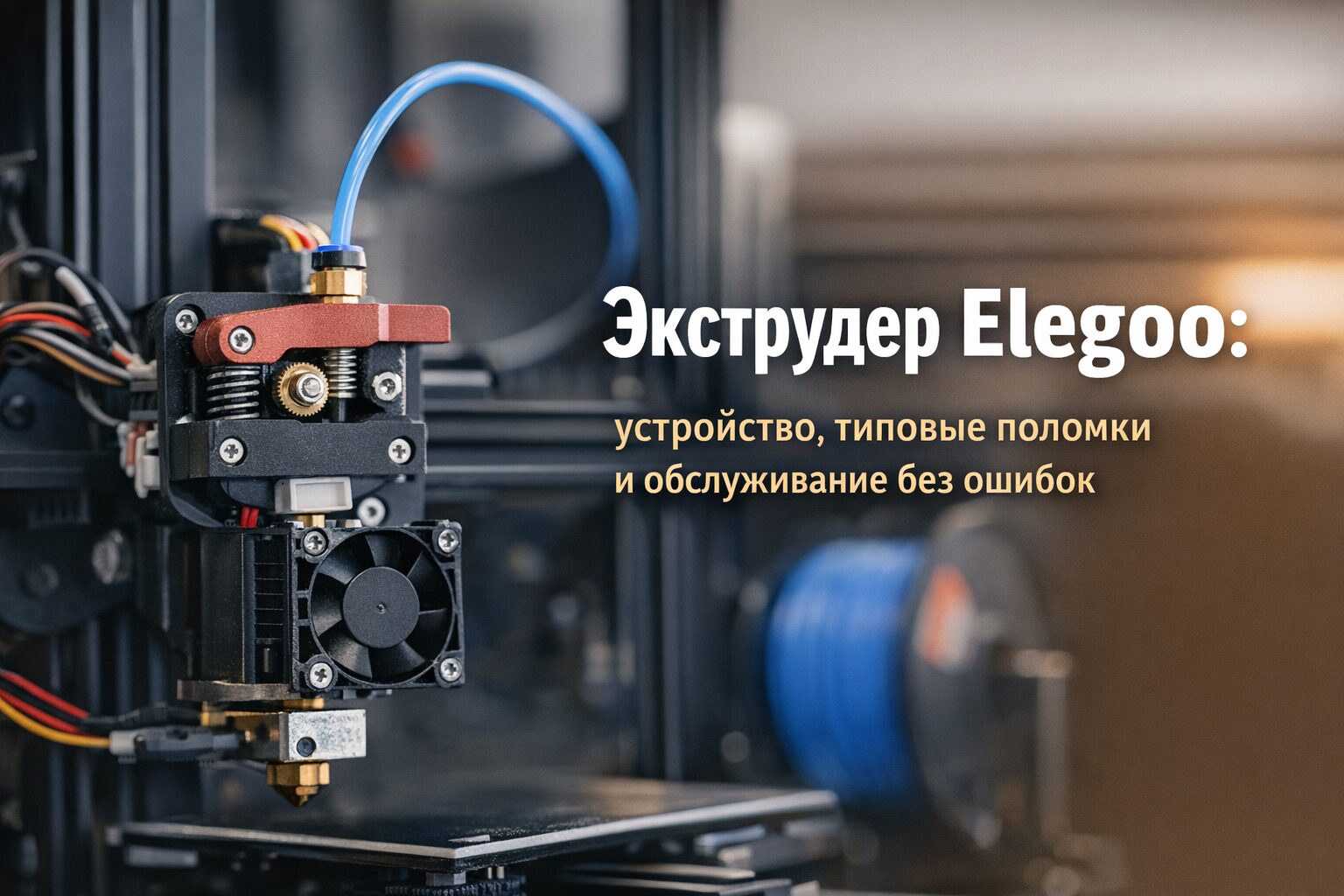 Мастер очищает подающие шестерни прямого узла подачи на настольном FDM-принтере