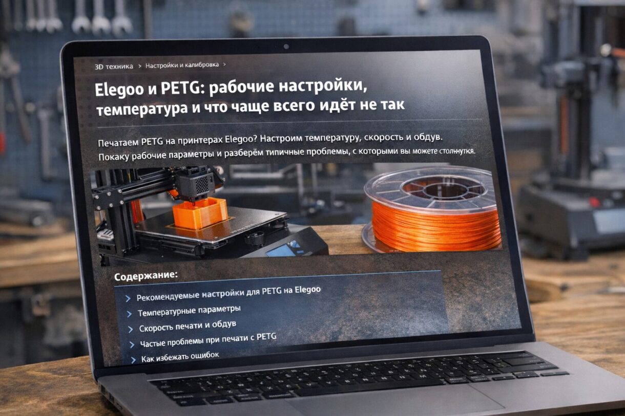 FDM-принтер печатает PETG на PEI-платформе крупным планом в мастерской