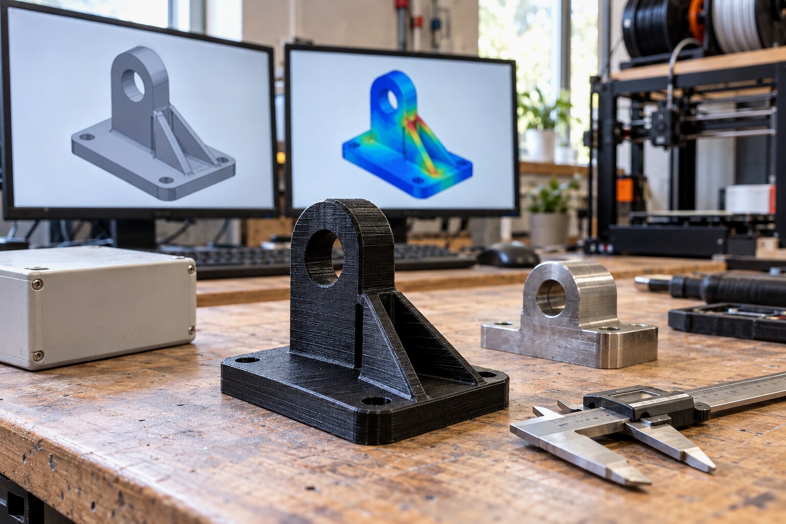 Этапы подготовки 3D-печатной детали: цифровая модель, расчёт напряжений и проверка изготовленного изделия