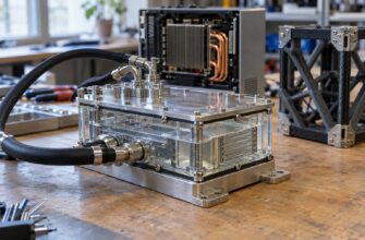 Лабораторный стол с модулем жидкостного охлаждения, компьютерным радиатором и усиленной 3D-печатной деталью
